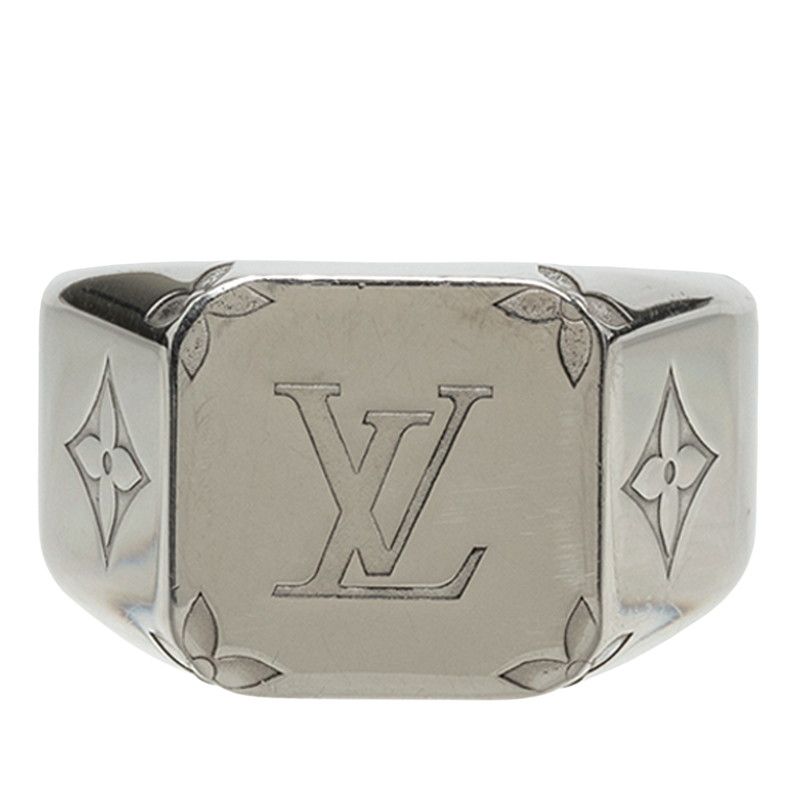 Louis Vuitton Monogram Signet Ring M Silver Metal
