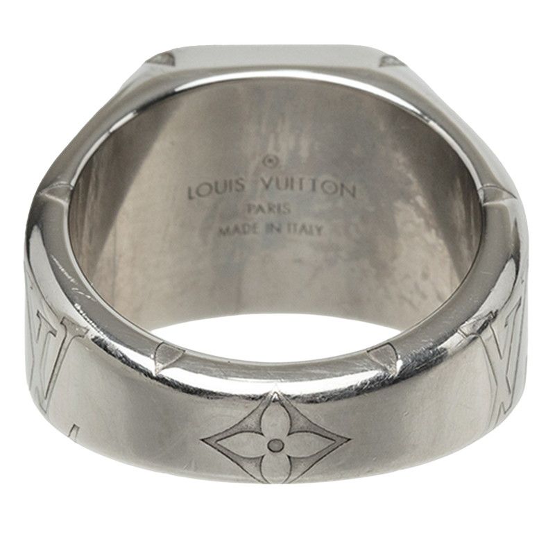 Louis Vuitton Monogram Signet Ring M Silver Metal — view 3