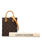 Louis Vuitton Monogram Petite Sac Plat 2-Way Shoulder Bag Brown Leather — view 6