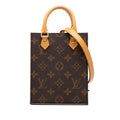 Louis Vuitton Monogram Petite Sac Plat 2-Way Shoulder Bag Brown Leather