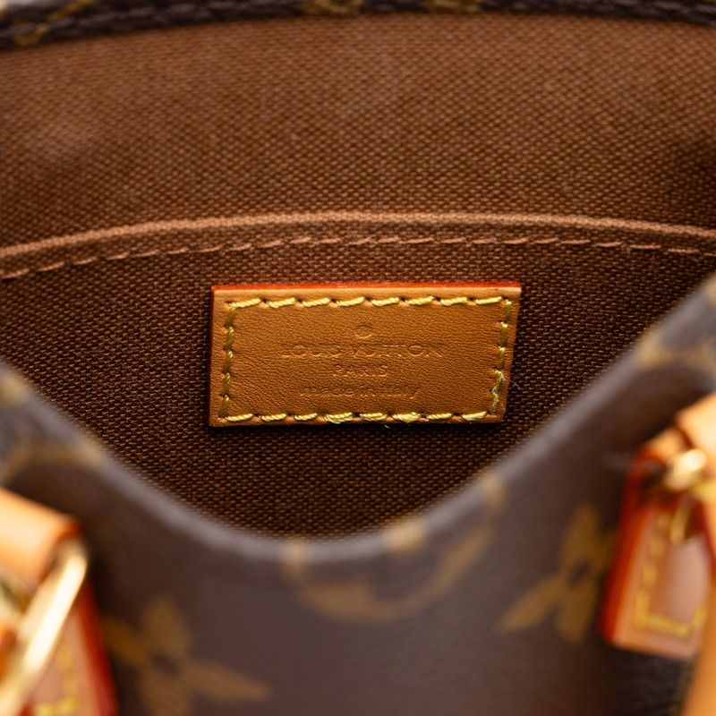 Louis Vuitton Monogram Petite Sac Plat 2-Way Shoulder Bag Brown Leather — view 5
