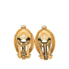 Dior CD Logo Oval Earrings Gold Plated Rhinestone — view 2