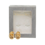 Dior CD Logo Oval Earrings Gold Plated Rhinestone — view 4