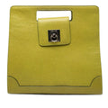 Celine Cutout Handle Square Handbag Green Leather