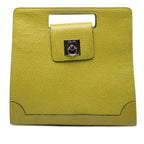 Celine Cutout Handle Square Handbag Green Leather