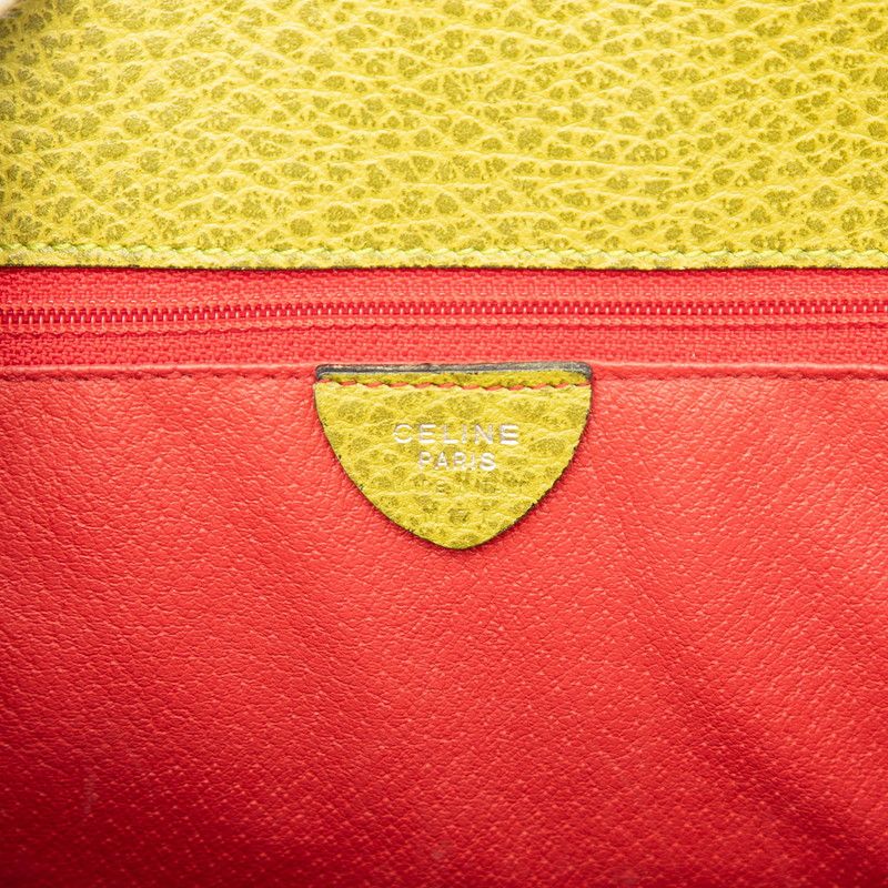 Celine Cutout Handle Square Handbag Green Leather — view 5
