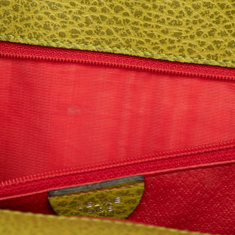 Celine Cutout Handle Square Handbag Green Leather — view 6