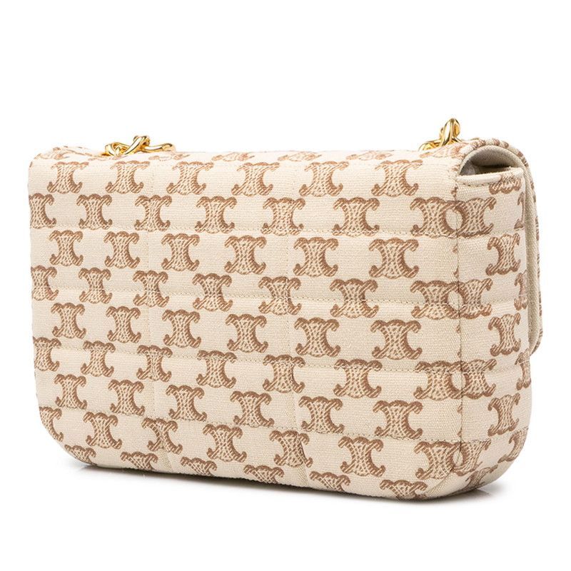 Celine Triomphe Chain Shoulder Bag Beige Brown Canvas — view 2