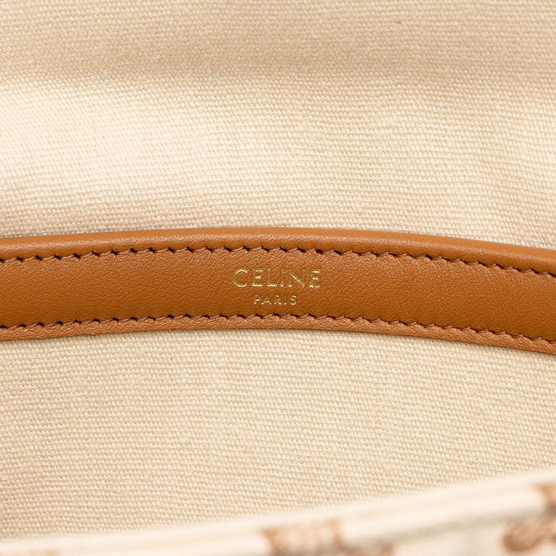 Celine Triomphe Chain Shoulder Bag Beige Brown Canvas — view 5