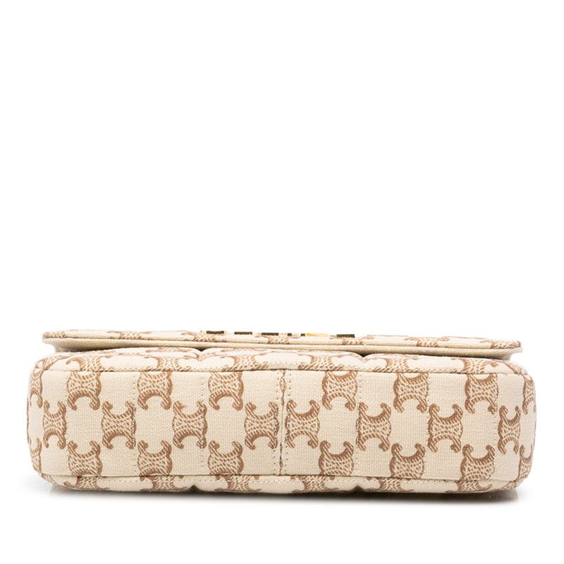 Celine Triomphe Chain Shoulder Bag Beige Brown Canvas — view 3