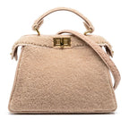 Fendi Peekaboo ISeeU Small Shoulder Bag Beige Pink Shearling