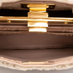 Fendi Peekaboo ISeeU Small Shoulder Bag Beige Pink Shearling — view 4