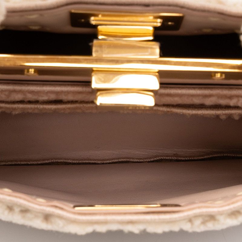 Fendi Peekaboo ISeeU Small Shoulder Bag Beige Pink Shearling — view 4