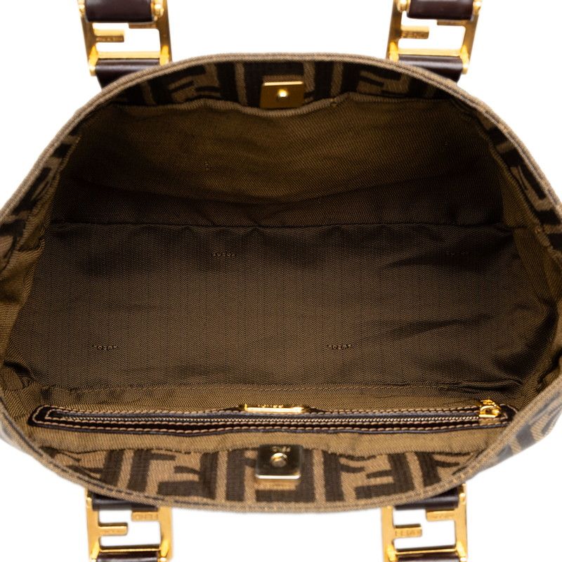 Fendi Zucca Handbag Brown Canvas Leather — view 4