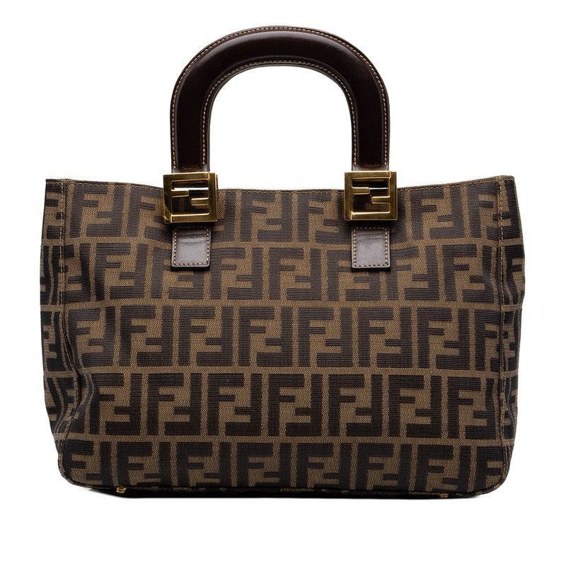 Fendi Zucca Handbag Brown Canvas Leather
