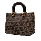 Fendi Zucca Handbag Brown Canvas Leather — view 2