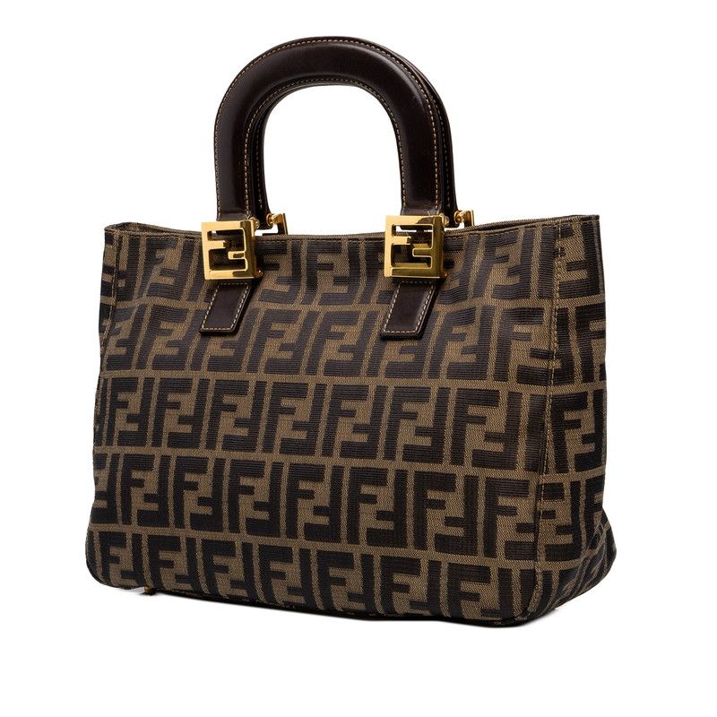 Fendi Zucca Handbag Brown Canvas Leather — view 2