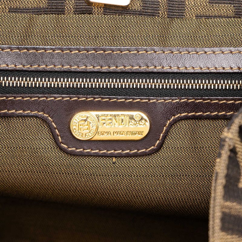 Fendi Zucca Handbag Brown Canvas Leather — view 5