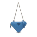 Prada Chain 2-Way Shoulder Bag Blue Saffiano Leather