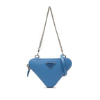 Prada Chain 2-Way Shoulder Bag Blue Saffiano Leather