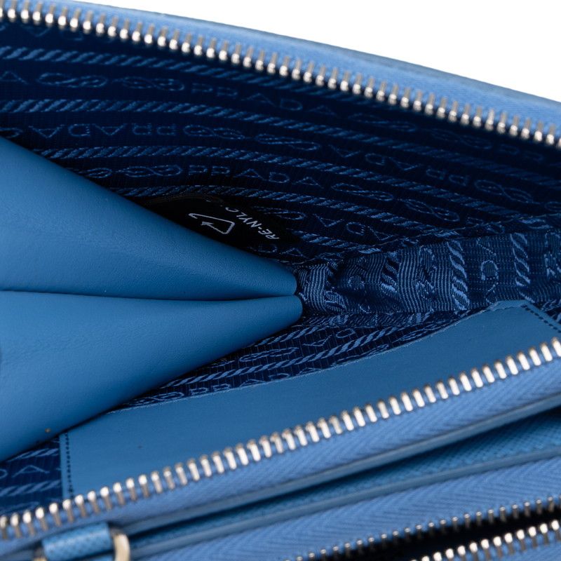 Prada Chain 2-Way Shoulder Bag Blue Saffiano Leather — view 4