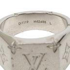 Louis Vuitton Monogram Signet Ring Silver Metal — view 5