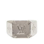 Louis Vuitton Monogram Signet Ring Silver Metal