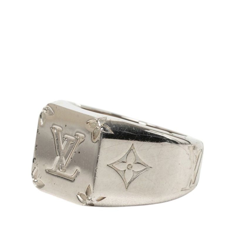 Louis Vuitton Monogram Signet Ring Silver Metal — view 2