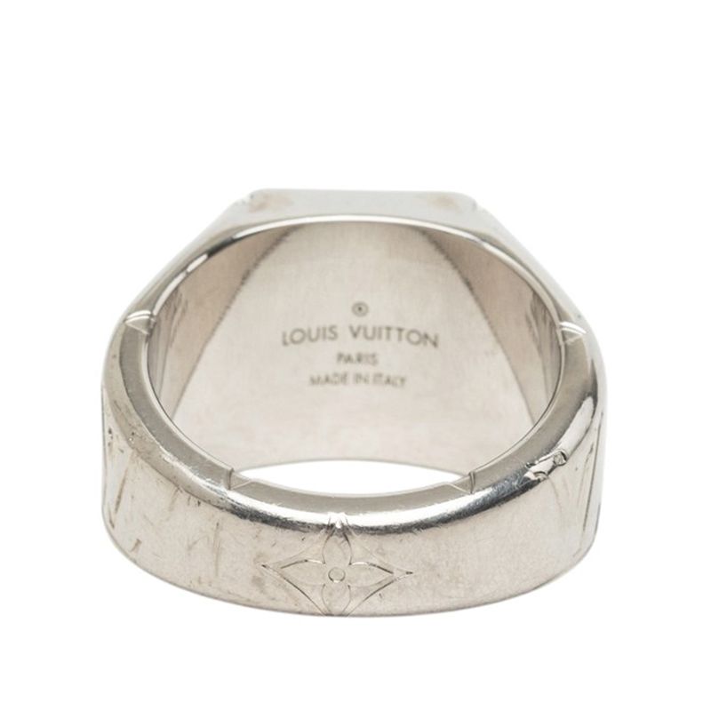 Louis Vuitton Monogram Signet Ring Silver Metal — view 3