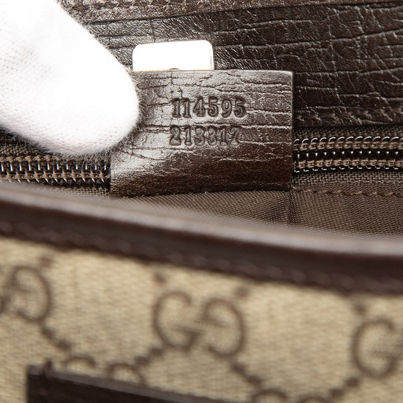 Gucci GG Supreme Tote Shoulder Bag Beige Brown Leather — view 6