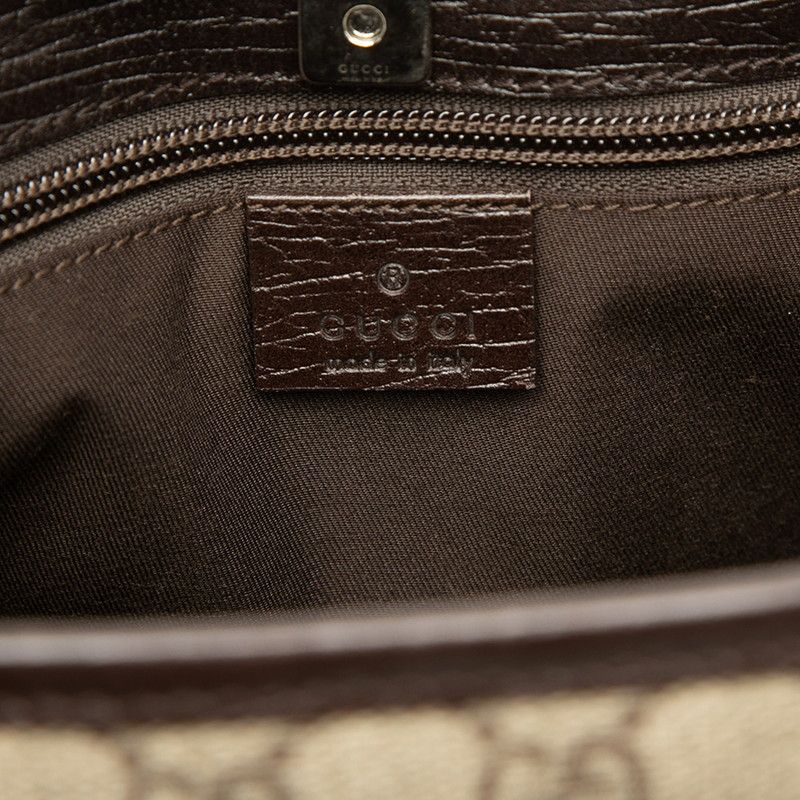 Gucci GG Supreme Tote Shoulder Bag Beige Brown Leather — view 5