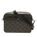 Celine Triomphe Small Messenger Bag Crossbody Black Brown Leather