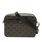 Celine Triomphe Small Messenger Bag Crossbody Black Brown Leather