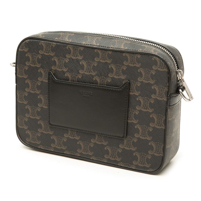 Celine Triomphe Small Messenger Bag Crossbody Black Brown Leather — view 2