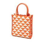Prada Symbol Embroidery Mini 2-Way Shoulder Bag Orange White Canvas Saffiano — view 2