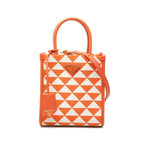 Prada Symbol Embroidery Mini 2-Way Shoulder Bag Orange White Canvas Saffiano