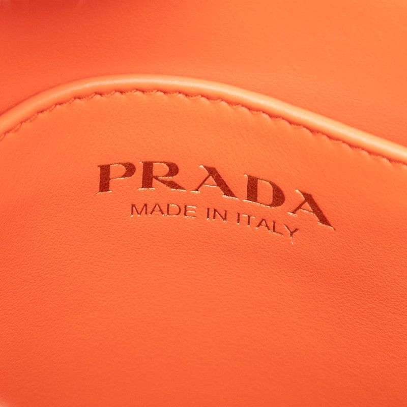 Prada Symbol Embroidery Mini 2-Way Shoulder Bag Orange White Canvas Saffiano — view 5
