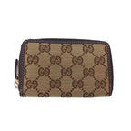 Gucci GG Canvas Coin Purse Leather Beige Brown