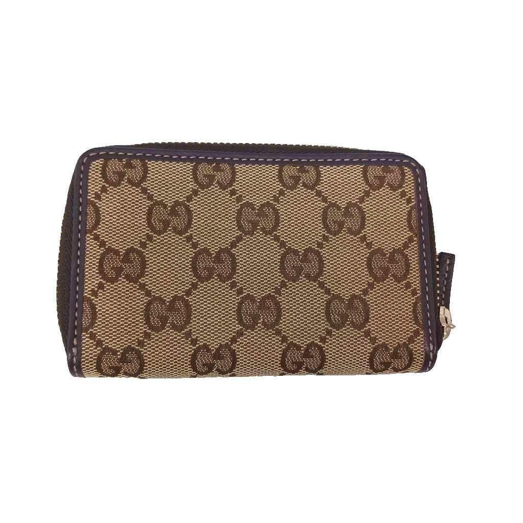 Gucci GG Canvas Coin Purse Leather Beige Brown — view 2