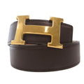 Hermes Constance 75 H Buckle Reversible Belt Leather Logo Brown