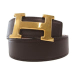 Hermes Constance 75 H Buckle Reversible Belt Leather Logo Brown
