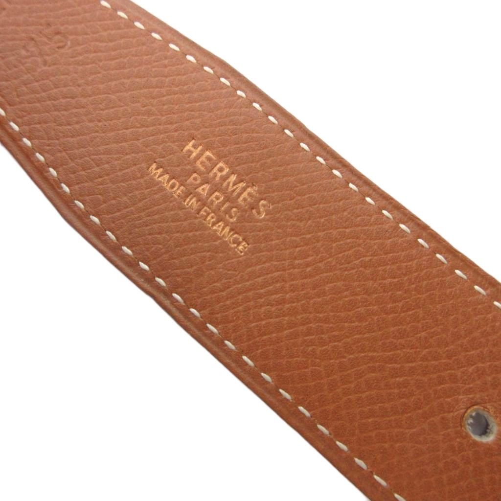 Hermes Constance 75 H Buckle Reversible Belt Leather Logo Brown — view 5