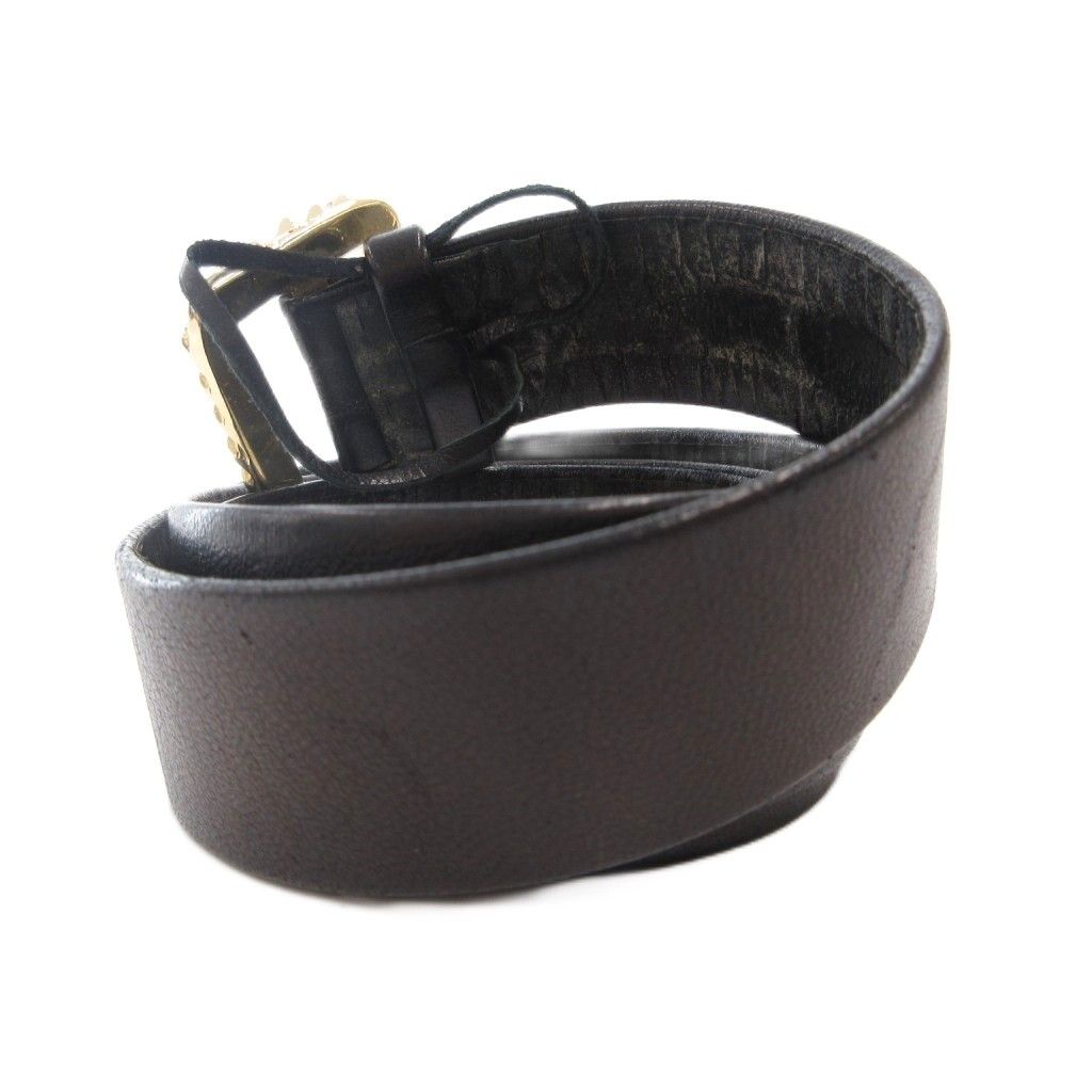 Chanel Rhinestone Belt Leather Bijou Narrow Black — view 2