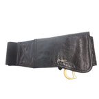 Dior Saddle Belt D Logo Gold Colored Leather Suede Black