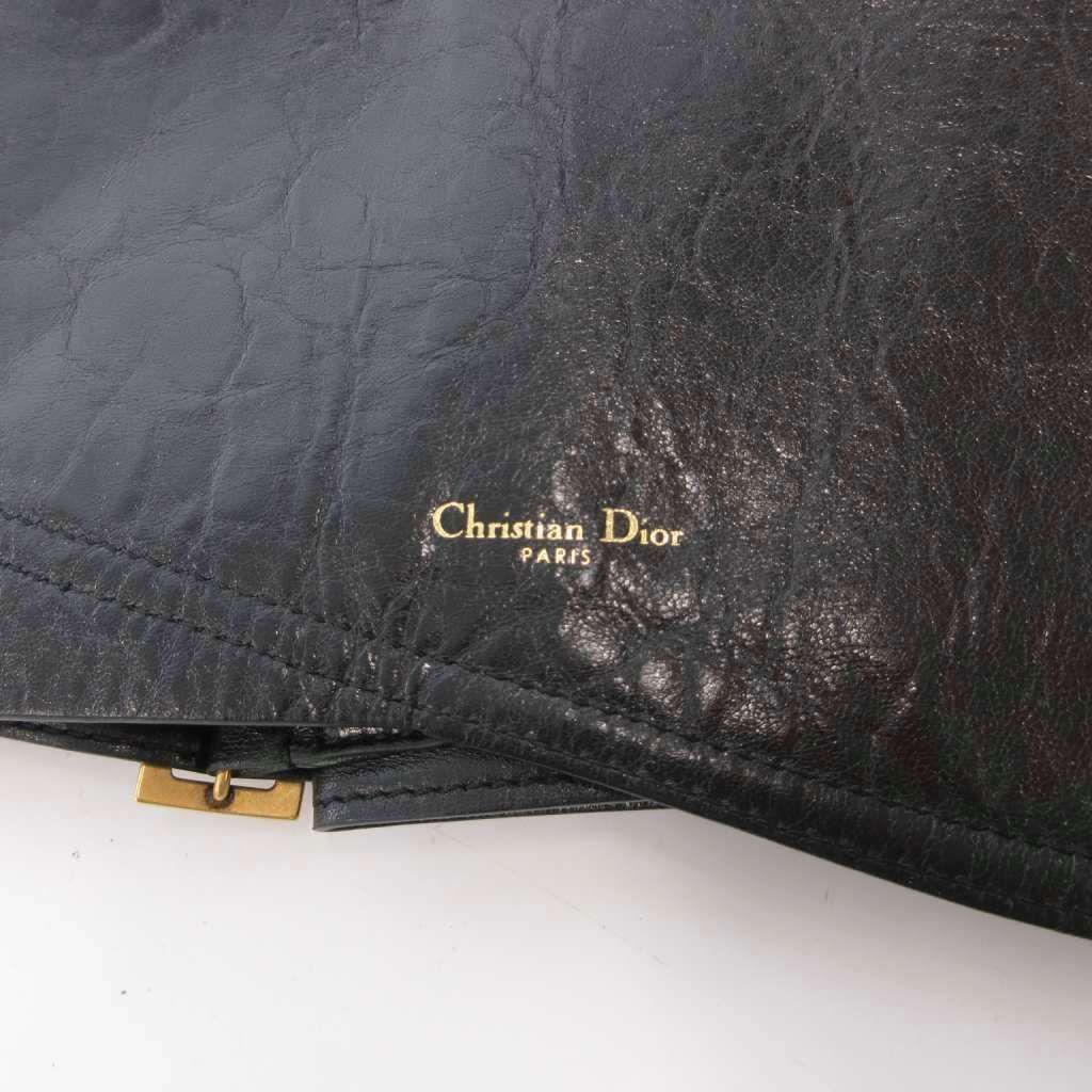 Dior Saddle Belt D Logo Gold Colored Leather Suede Black — view 6