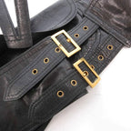 Dior Saddle Belt D Logo Gold Colored Leather Suede Black — view 4