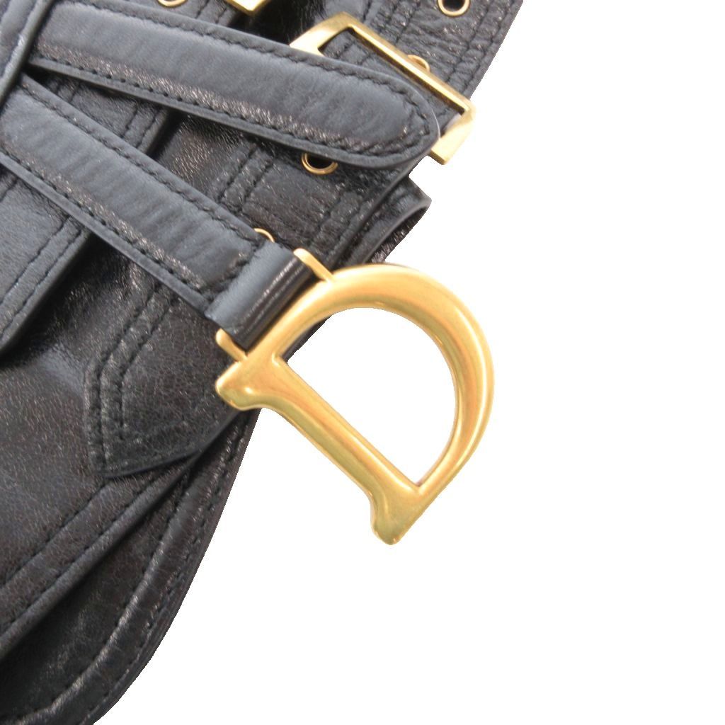 Dior Saddle Belt D Logo Gold Colored Leather Suede Black — view 5