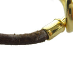 Hermes Jumbo Bracelet Bangle Leather Gold Color Brown — view 4