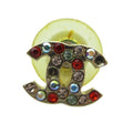 Chanel Single Earrings CC Logo Rhinestone Multicolor