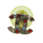 Chanel Single Earrings CC Logo Rhinestone Multicolor